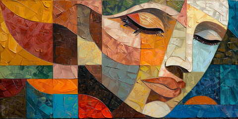 Surrealistic Oil Painting In Cubist Style For Design Created Using Artificial Intelligence