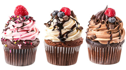 Collection of fresh cup cake cutout png isolated on white or transparent background