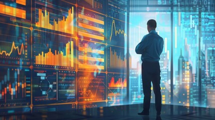 illustration of a businessman engaged in a broad range of tasks , illustration of a businessman multitasking