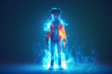 3d game character cartoon portrait glow effect 3d background isolated