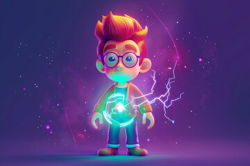 3d game character cartoon portrait glow effect 3d background isolated