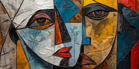 Surrealistic Oil Painting In Cubist Style For Design Created Using Artificial Intelligence