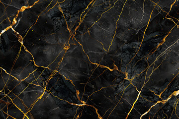 A dark marble texture with golden veins. Created with Ai