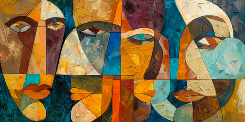 Surrealistic Oil Painting In Cubist Style For Design Created Using Artificial Intelligence