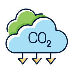 Lowering Atmospheric CO2: Icon for Carbon Reduction Initiatives. Vector Editable Stroke Icon.