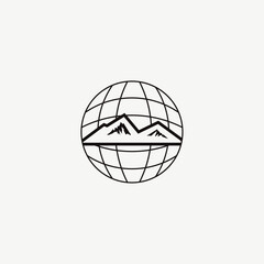 Minimalist Mountain World Logo Icon Vector