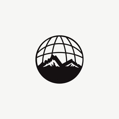 Minimalist Mountain World Logo Icon Vector