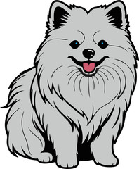 minipom dog design illustration in simple style, Ai Generated images