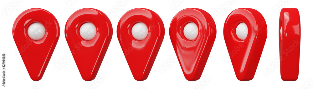 Aufkleber 3d render illustration. location map pin gps pointer markers isolated on transparent background