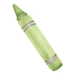 Green crayon watercolor clipart