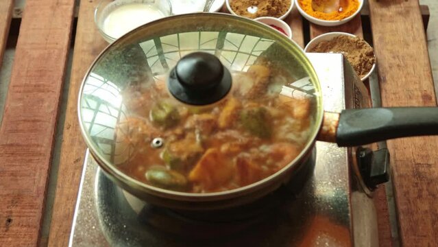 cooking pointed ground or potol shrimp curry
