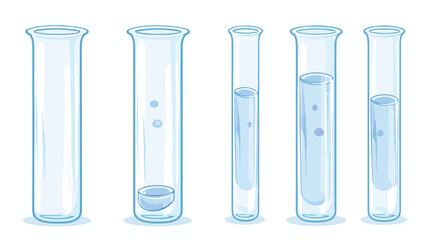 Empty glass test tube isolated on white Cartoon vector