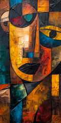 Surrealistic Oil Painting In Cubist Style For Design Created Using Artificial Intelligence