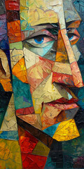 Surrealistic Oil Painting In Cubist Style For Design Created Using Artificial Intelligence