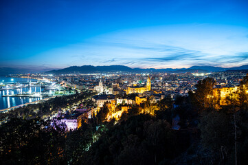 Night view of Malaga Cathedral. Spectacular night view of Malaga, Spain