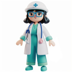 woman doctor icon in 3D style on a white background