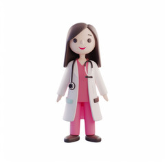 woman doctor icon in 3D style on a white background