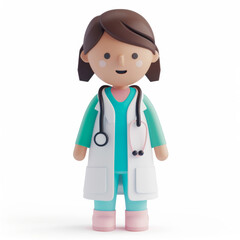 Fototapeta premium woman doctor icon in 3D style on a white background