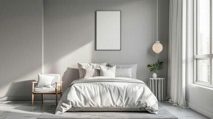 A minimal bedroom with a sleek design,  neutral tones,  and minimalist decor