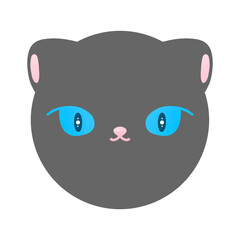 Fototapeta premium Cute Cat Cartoon illustration Head Cat Face Cat Cartoon Cute Grey Cat Cartoon Cat Logo Cat Icon Kawaii Cat