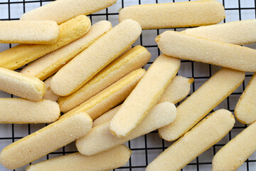 Sponge finger cookies, Italian savoiardi biscuit snack