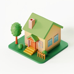 small house icon in 3D style on a white background