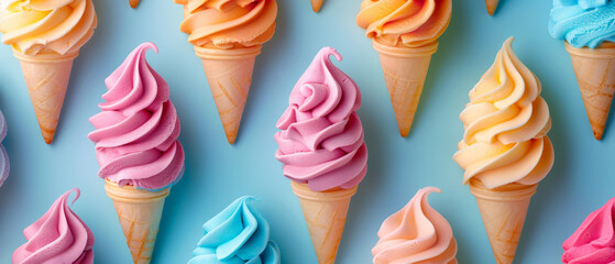 Obraz premium multi ice cream cones pattern