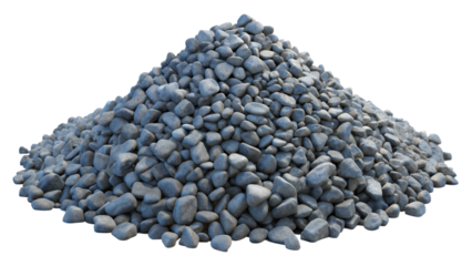 Gray Gravel Aggregate pile isolated on white background