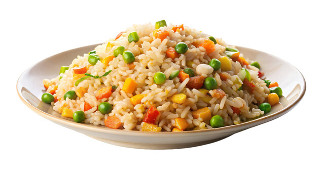 A flavorful dish of fried rice, colorful vegetables, and optional chicken for a satisfying lunch or dinner