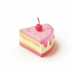 piece of cake icon in 3D style on a white background