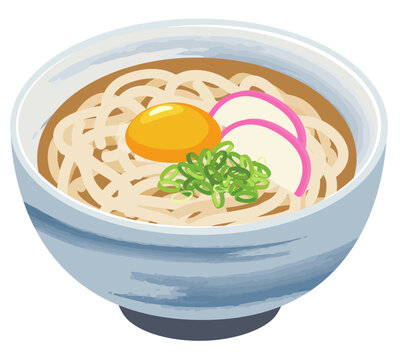 月見うどん イラスト シンプルな和食メニュー