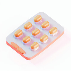 pack of pills icon in 3D style on a white background