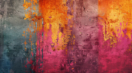 Contemporary wall art with a grunge texture and vibrant colors