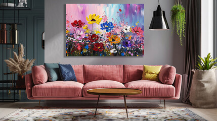 Decorative canvas featuring modern abstract flowers