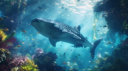 Obraz premium The underwater world of animals is a captivating ecosystem filled with diverse marine species, intricate coral reefs, and vibrant aquatic life