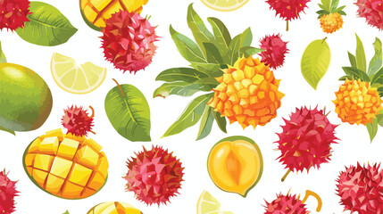 Fruit mango and rambutan seamless pattern great desig