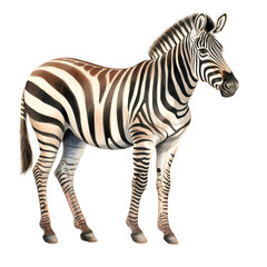 Fototapeta premium Zebra watercolor for artwork, transparent background 