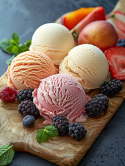 An ice cream with fresh summer berries tops sweet 