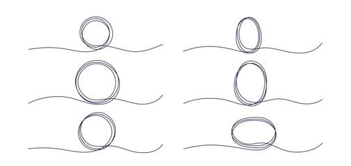 Continuous one line circle set. Thin ring sketch