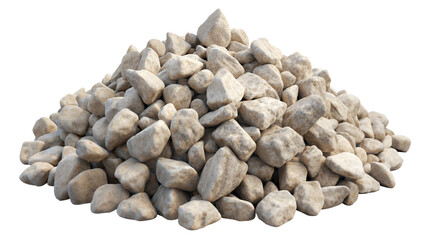 Limestone Aggregate pile isolated on white background