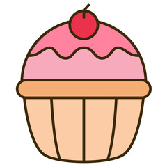 cupcake with cherry illustration