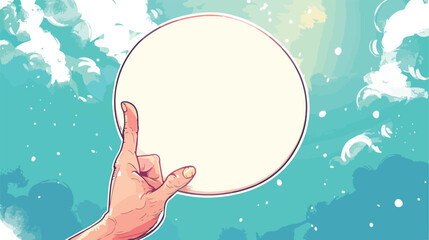Hand hold round shaped speech bubble for concept design