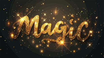 Hand written golden word MAGIC. Vector illustration 