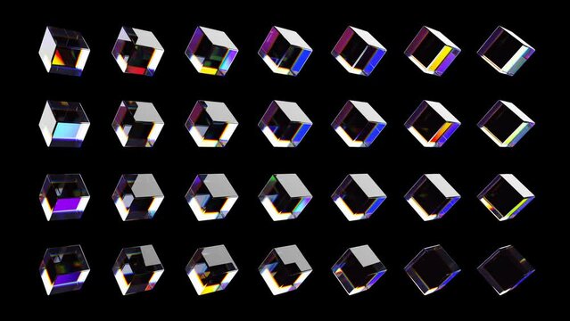  glass cube rotating  