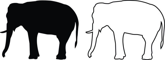 elephant wild animal icon set vector, sign, symbol, logo, editable stroke, flat design style collection isolated on transparent background. elephant silhouette different side view use for web and app.