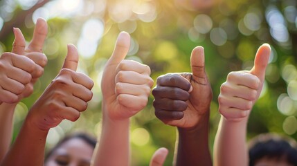 Group of people giving thumbs up in different art styles