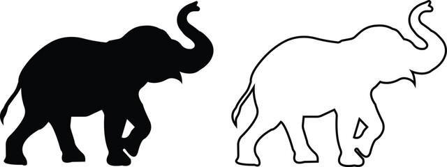 elephant wild animal icon set vector, sign, symbol, logo, editable stroke, flat design style collection isolated on transparent background. elephant silhouette different side view use for web and app.