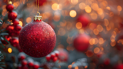 red christmas ball on christmas tree, Christmas Balls Pendant Lightweight Multicolor Hanging Ball Pendants
