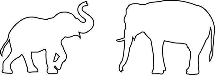 elephant wild animal icon set vector, sign, symbol, logo, editable stroke, line design style collection isolated on transparent background. elephant silhouette different side view use for web and app.