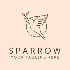flying sparrow  line art logo vector symbol illustration design